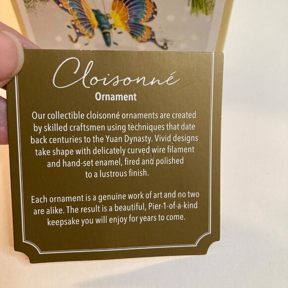 Pier 1 Imports Cloisonne Butterfly Christmas Ornament 3" Glass Enamel - Picture 9 of 9